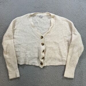 Madewell Cream Textured Knit Alpaca Blend Cardigan Sweater Medium